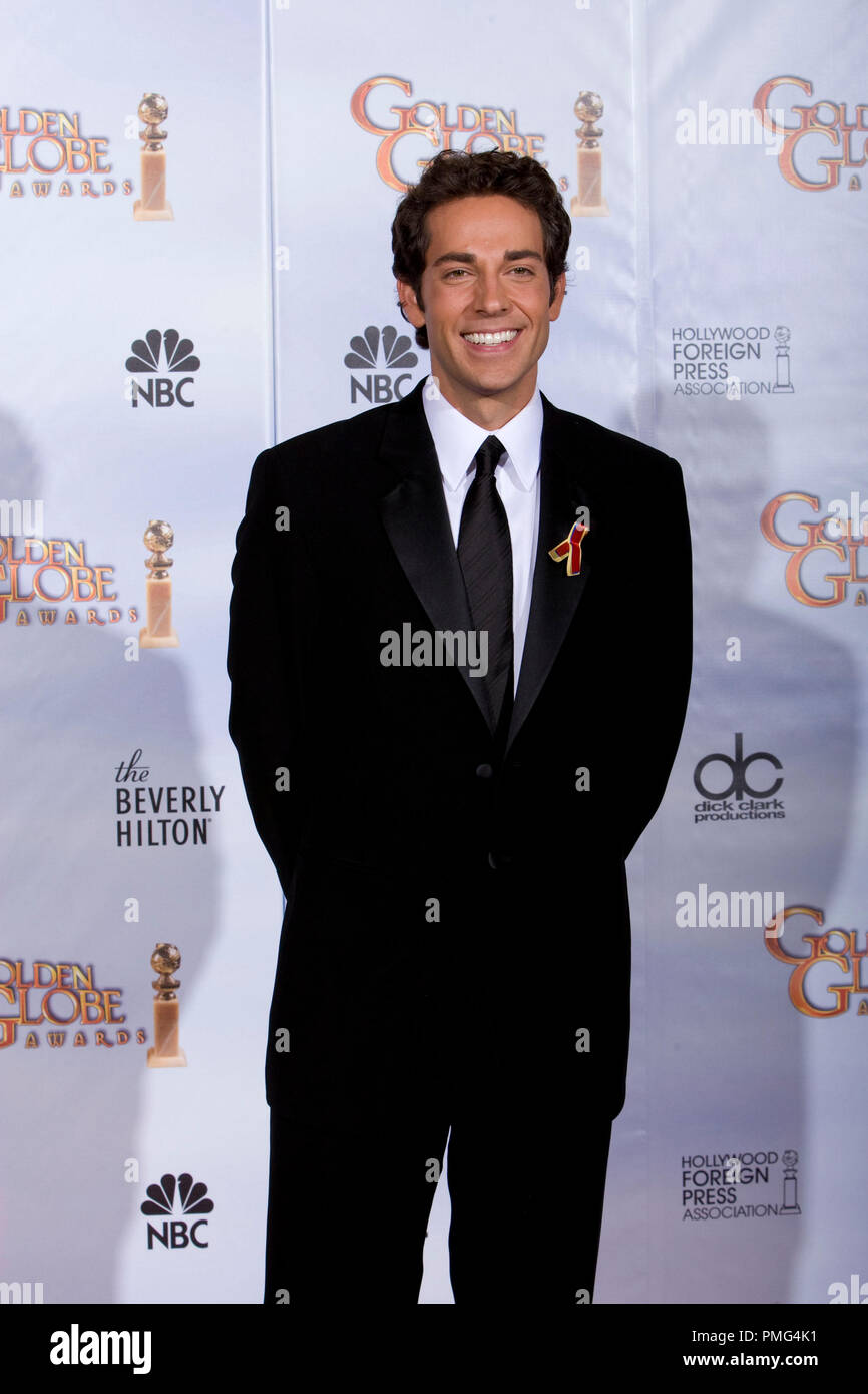 Presenter Zachary Levi backstage in sala stampa della sessantasettesima Annuale di Golden Globe Awards presso il Beverly Hilton di Beverly Hills, CA domenica 17 gennaio, 2010. Foto Stock
