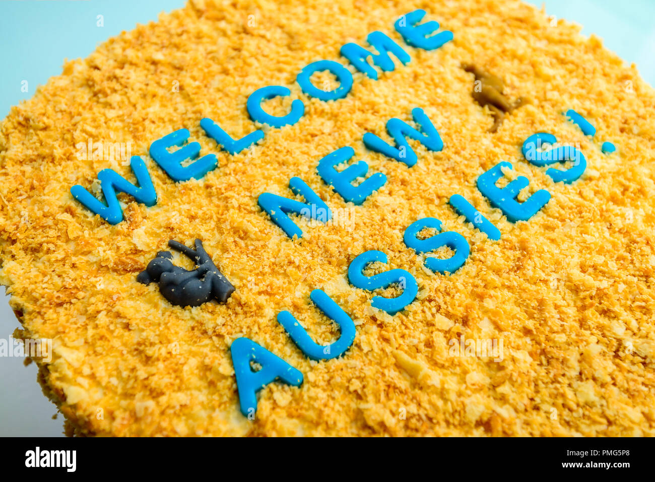L'Australia Day tema home cotta torta decorata con il koala e canguri Foto Stock