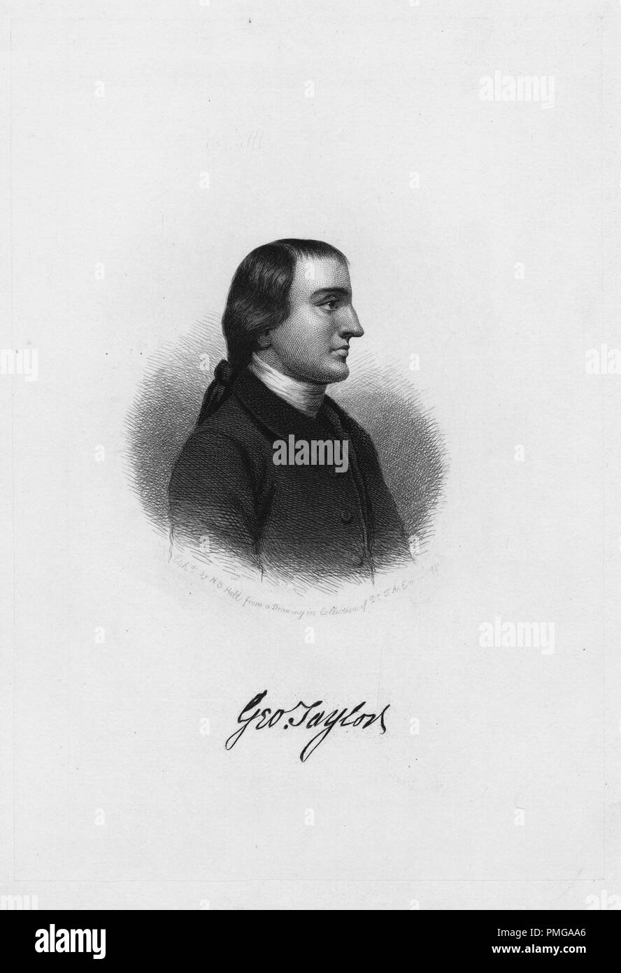 Ritratto in vista laterale di uomo politico americano George Taylor, 1841. Dalla Biblioteca Pubblica di New York. () Foto Stock