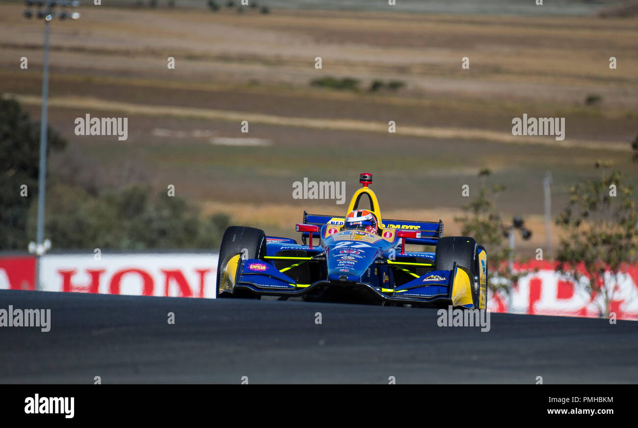 A Sonoma, CA, Stati Uniti d'America. Xvi Sep, 2018. A : Andretti Autosport conducente Alexander Rossi (27) degli Stati Uniti in uscita di curva 3 durante la GoPro Grand Prix di Sonoma Verizon Campionato Indycar di Sonoma Raceway Sonoma, CA Thurman James/CSM/Alamy Live News Foto Stock