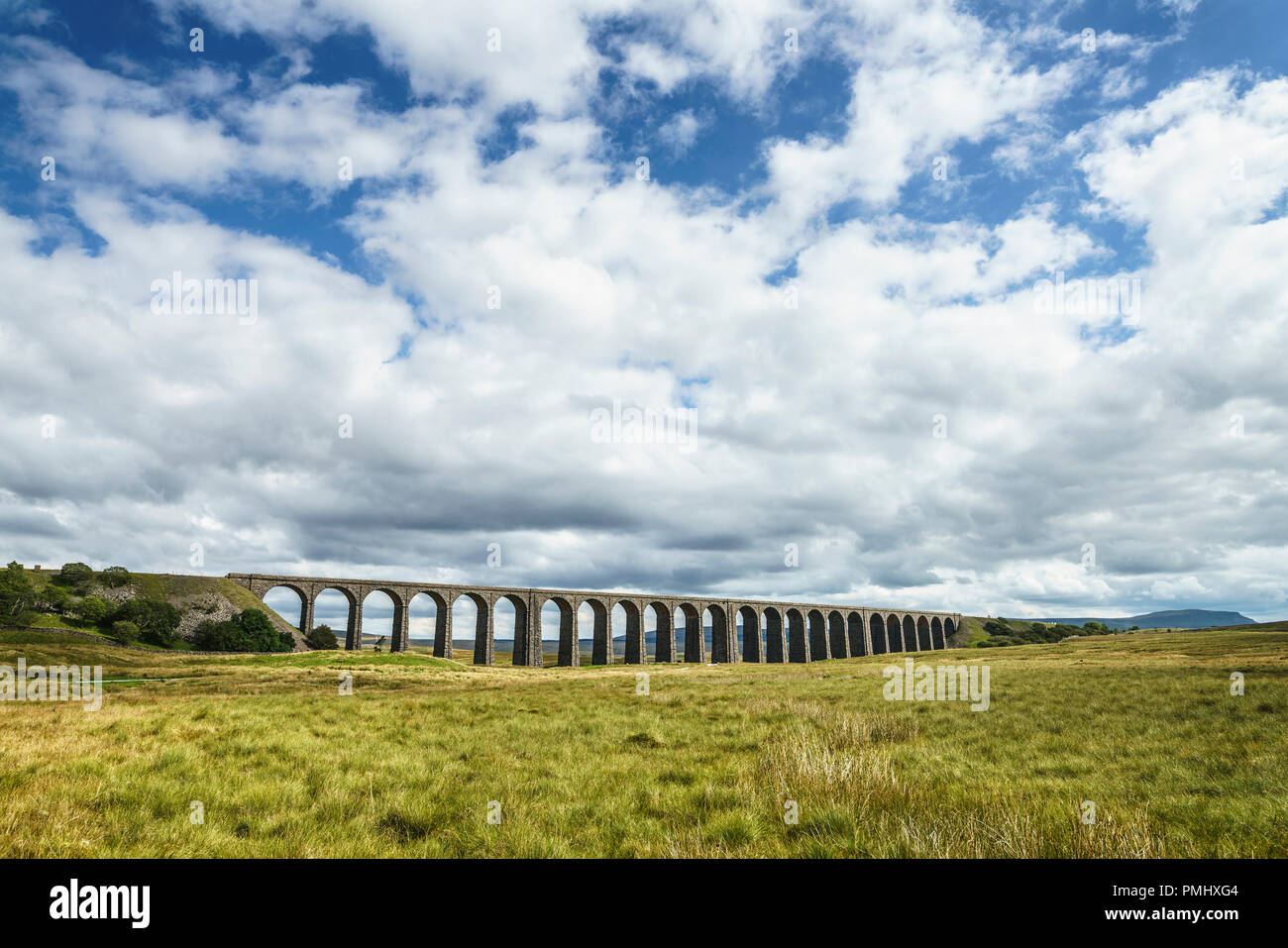 Viadotto Ribblehead portante il Settle a Carlisle linea ferroviaria attraverso la Ribble Valley, Yorkshire Dales,UK. È 400m e lunga 32 m e alto è stato co Foto Stock