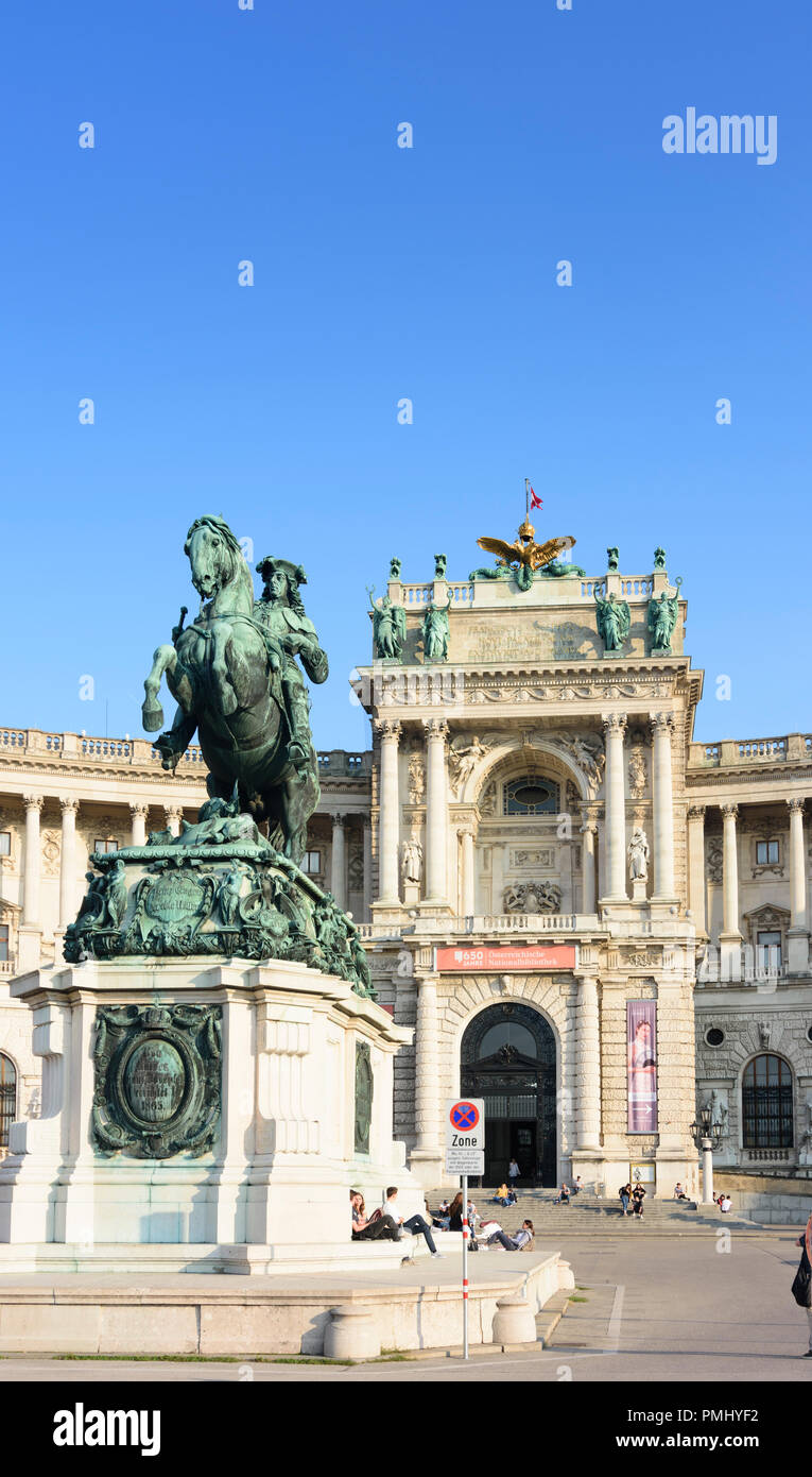 Wien, Vienna: Palazzo Hofburg, Neue Burg, piazza Heldenplatz, Prinz Eugen monumento, 01. La Città Vecchia, Wien, Austria Foto Stock Wien, Vienna: Palazzo Hofburg, Neue Burg, piazza Heldenplatz, Prinz Eugen monumento, 01. La Città Vecchia, Wien, Austria Foto Stock