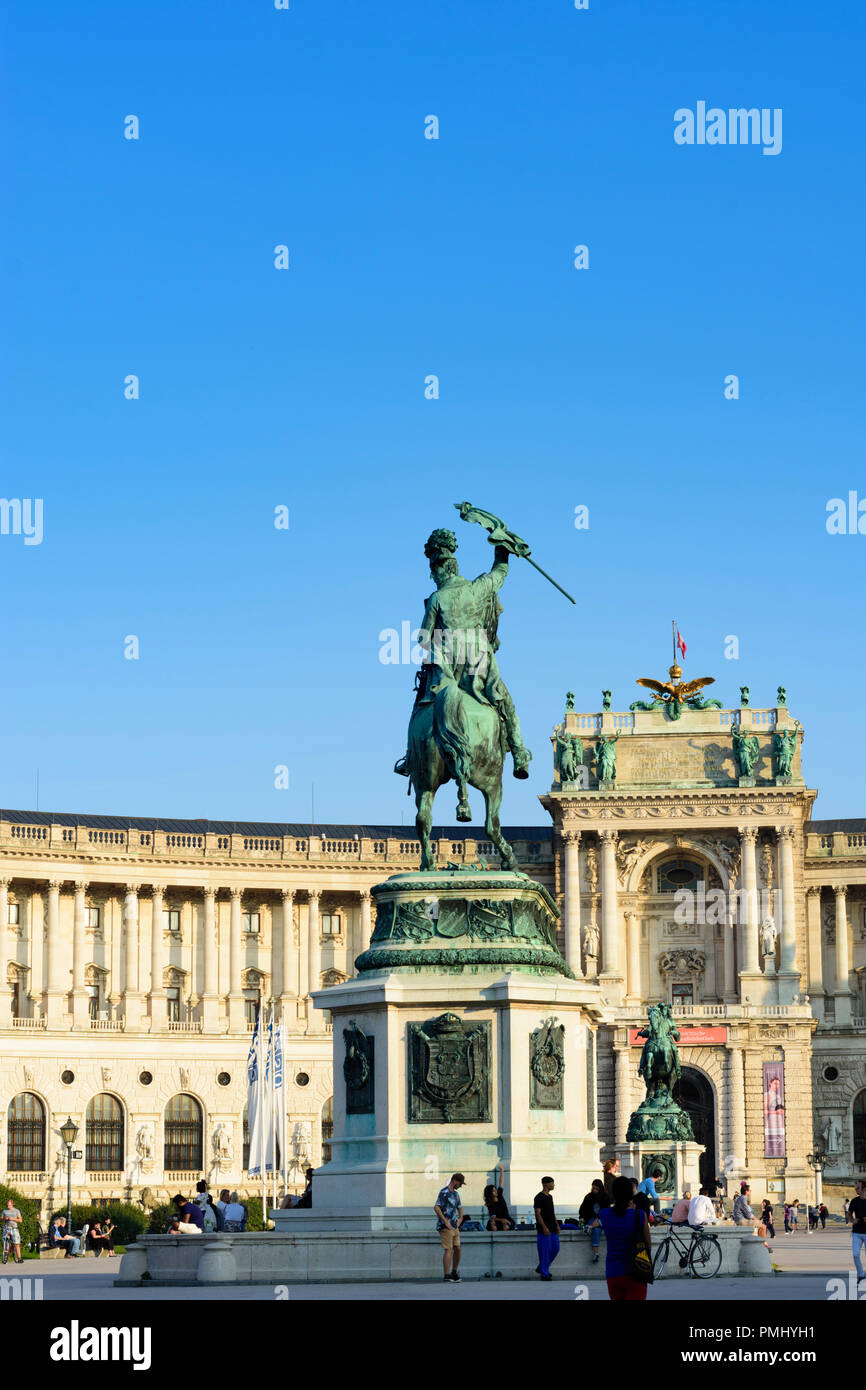 Wien, Vienna: Palazzo Hofburg, Neue Burg, piazza Heldenplatz, Erzherzog Karl monumento e Prinz Eugen monumento (dietro), 01. La Città Vecchia, Wien, Austria Foto Stock Wien, Vienna: Palazzo Hofburg, Neue Burg, piazza Heldenplatz, Erzherzog Karl monumento e Prinz Eugen monumento (dietro), 01. La Città Vecchia, Wien, Austria Foto Stock