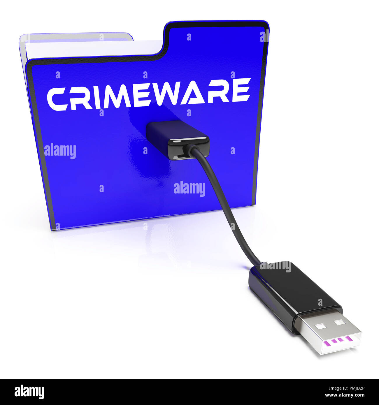 Crimeware Digital Cyber Hack sfruttare il rendering 3d mostra la criminalità informatica e digitale malware dannoso su Internet o sul computer Foto Stock