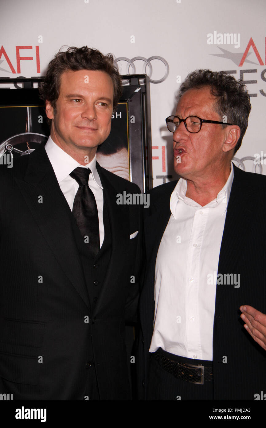 Colin Firth, Geoffrey Rush 11/05/10,'Discorso del Re' premiere, Grauman's Chinese Theater, Hollywood, foto di Izumi Hasegawa/HNW / PictureLux Riferimento File # 30671 023PLX per solo uso editoriale - Tutti i diritti riservati Foto Stock