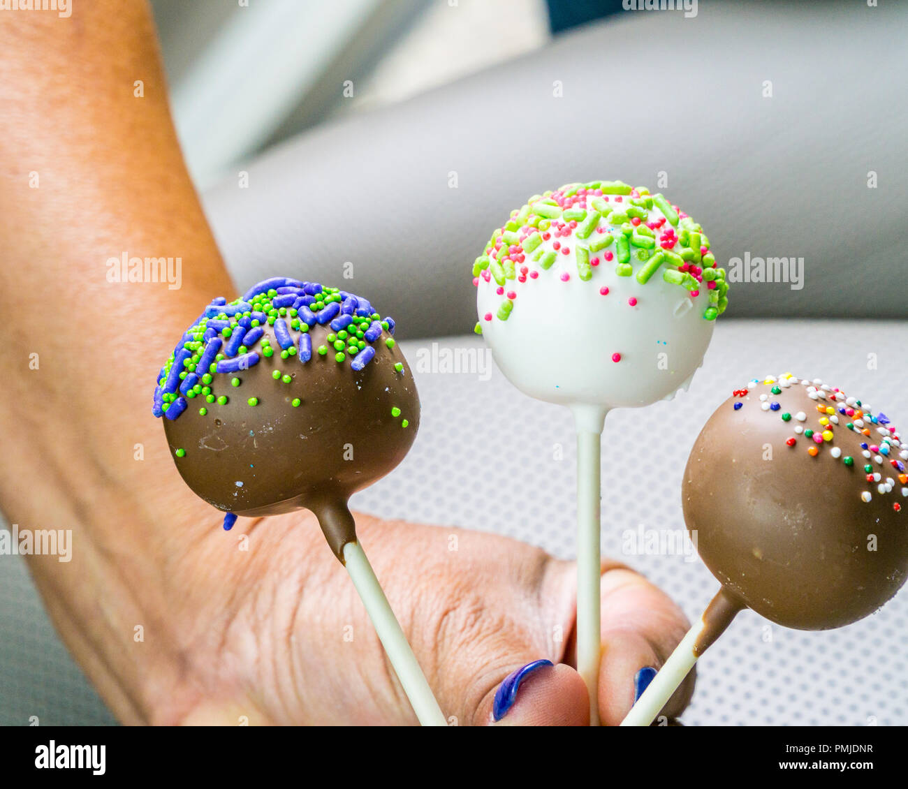 Cake pops dallo zucchero a cubetti Bakery in Gresham Oregon USA Foto Stock