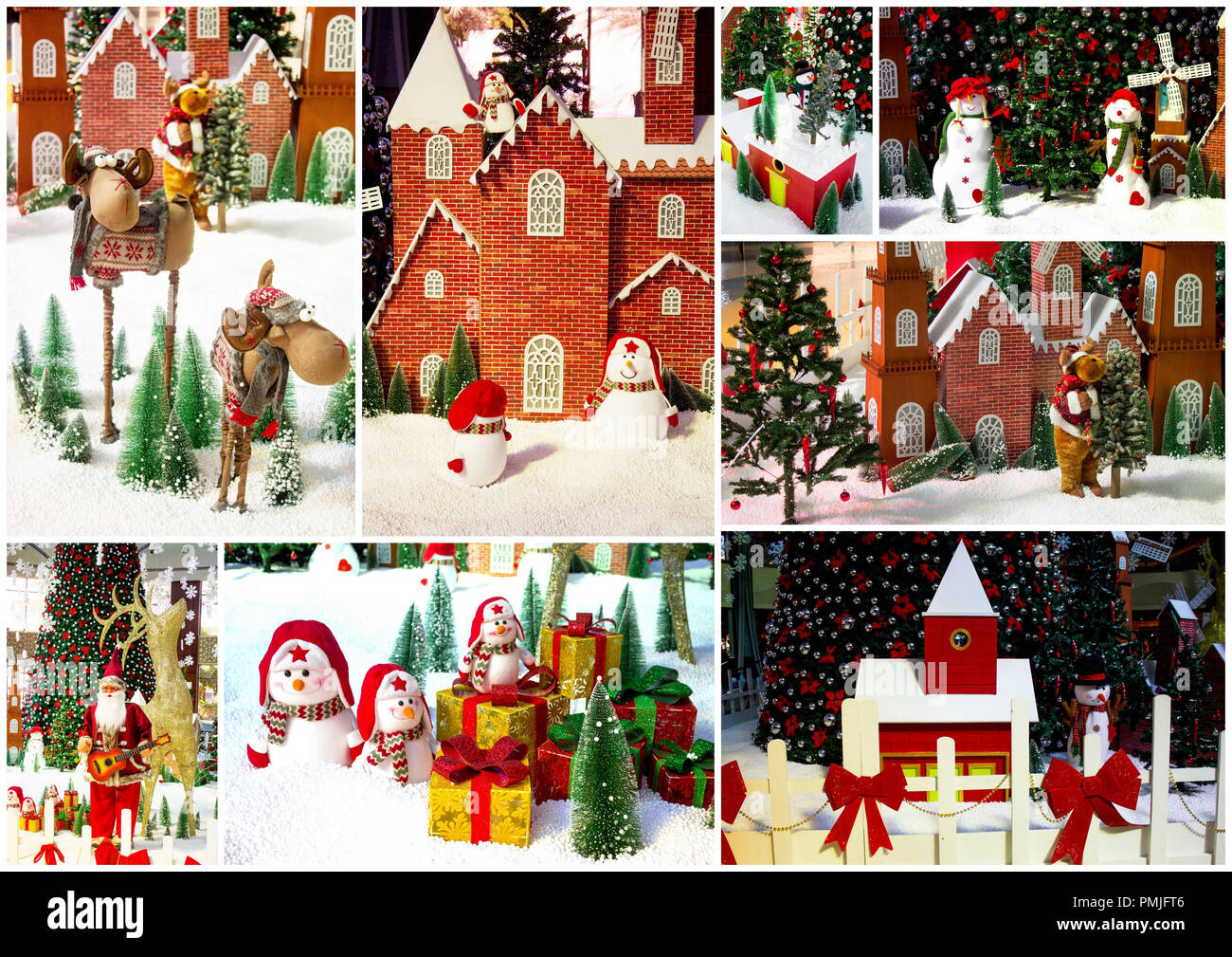 Foto Collage Di Natale.Collage Buon Natale E Felice Anno Nuovo Bigliettino Sfondo Di Natale Con Albero Di Natale E Pupazzo Di Neve Foto Stock Alamy