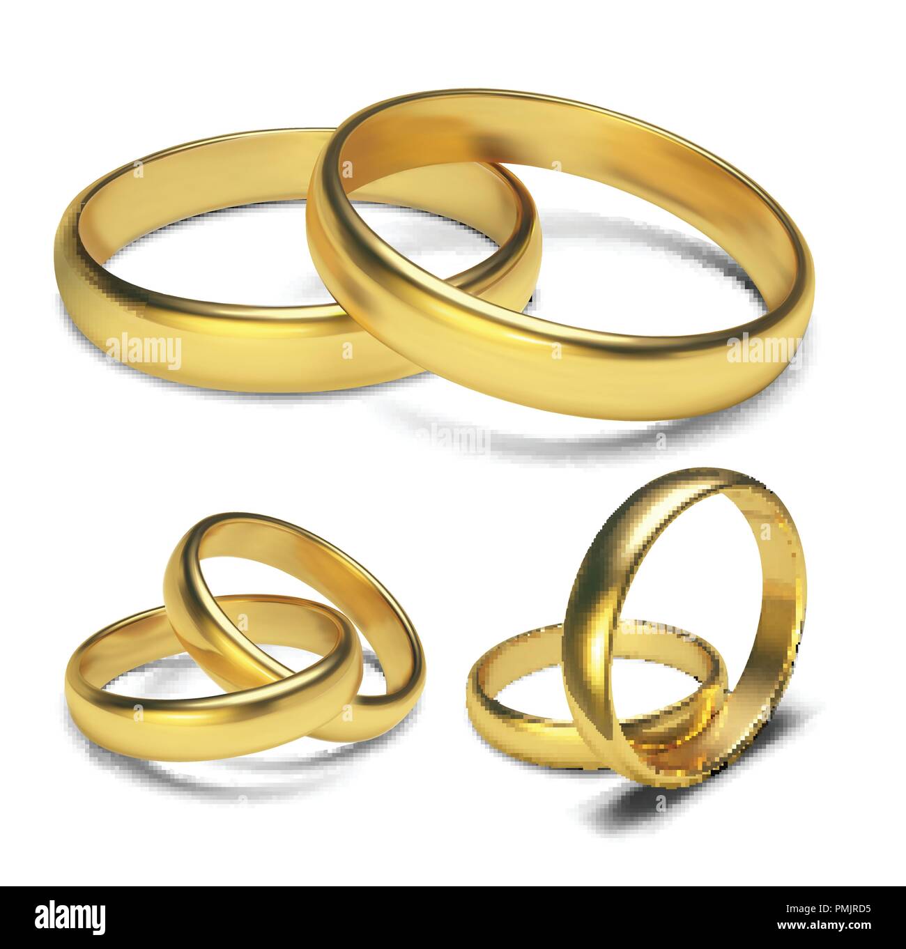 Anelli d oro isolati su sfondo bianco illustrazione vettoriale Illustrazione Vettoriale