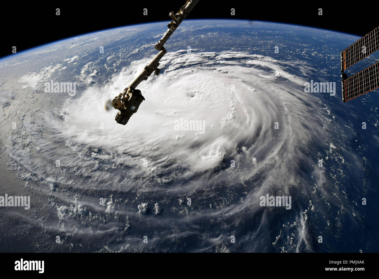 L'uragano Florence. Visto dalla stazione spaziale internazionale. Gli elementi di questa immagine fornita dalla NASA. Foto Stock