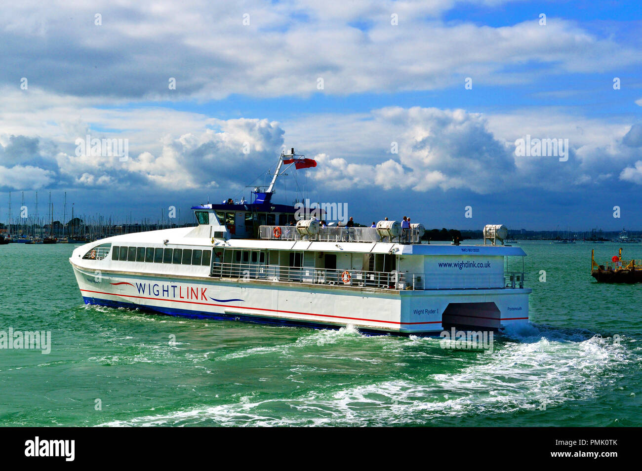 Il nuovo traghetto Victoria of Wight di Wightlink che navigherà dal porto di Portsmouth all'Isola di Wight per entrare in servizio nell'Ottobre 2018Hampshire, Regno Unito Foto Stock