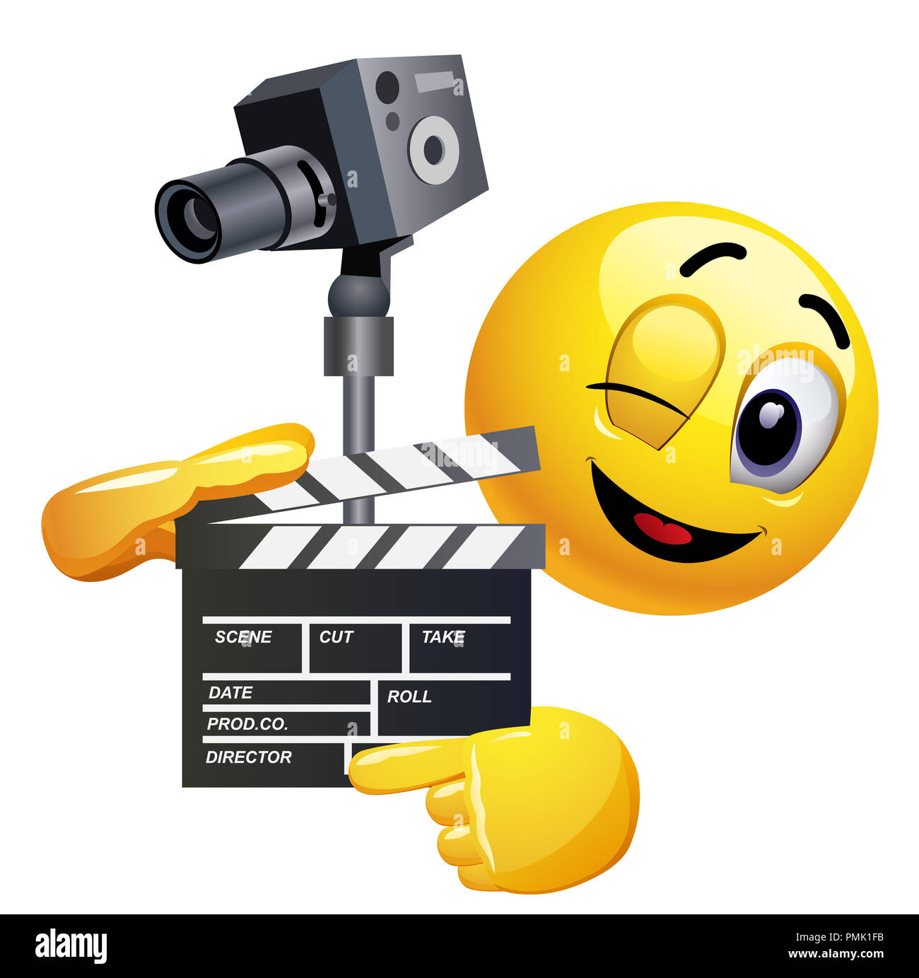Emoticon come regista. Smiley è ripresa la cornice per il suo nuovo film. Foto Stock