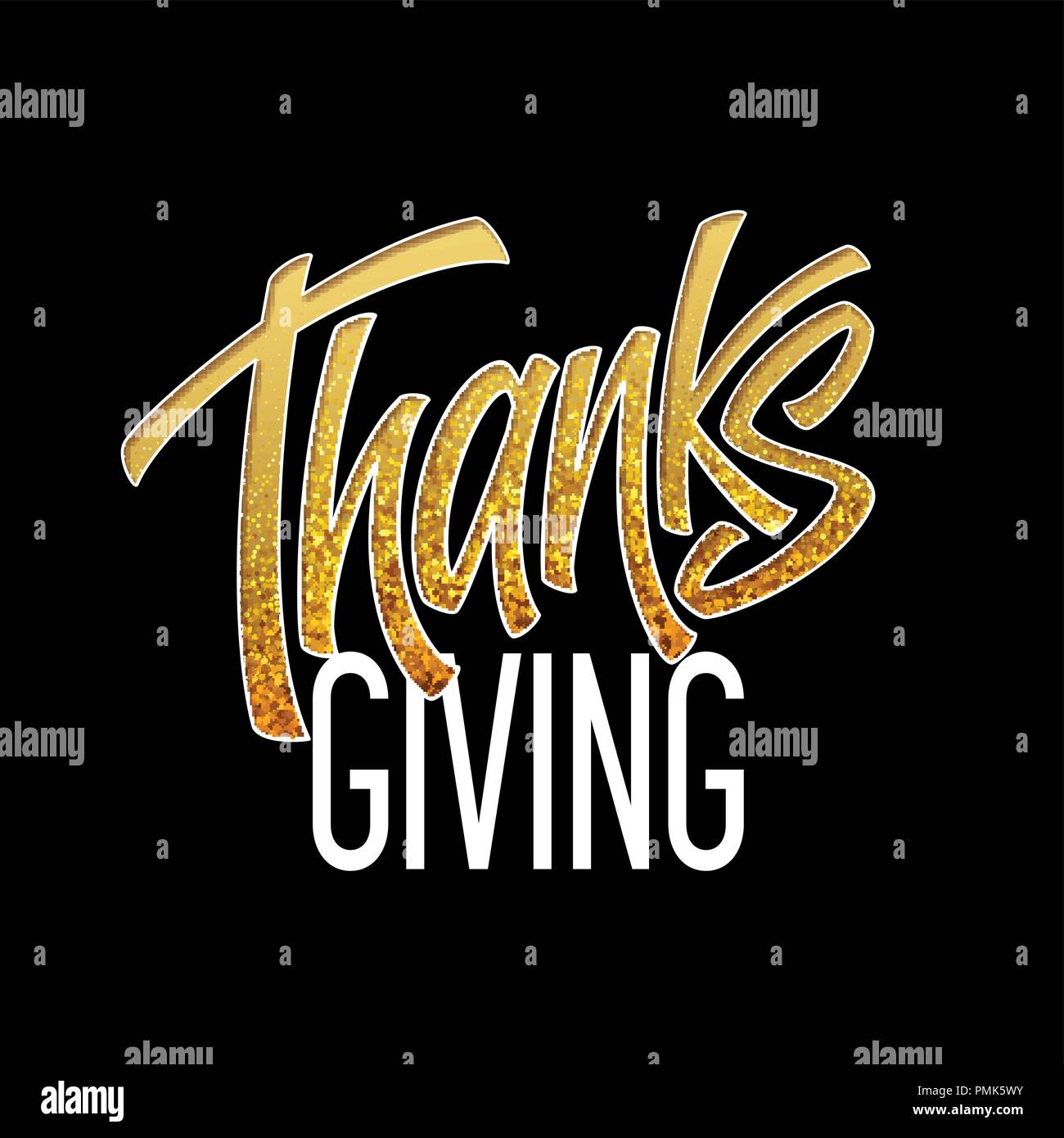 Tipografia di ringraziamento per i biglietti di auguri e poster. Golden Calligraphy lettering. Illustrazione Vettoriale Illustrazione Vettoriale