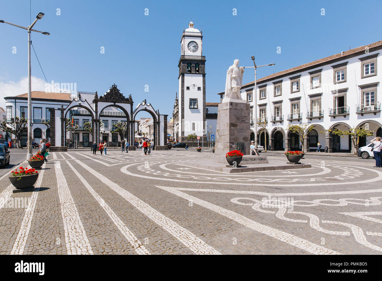 La piazza principale di Praia da Vitoria a Terceira, Azzorre Foto Stock