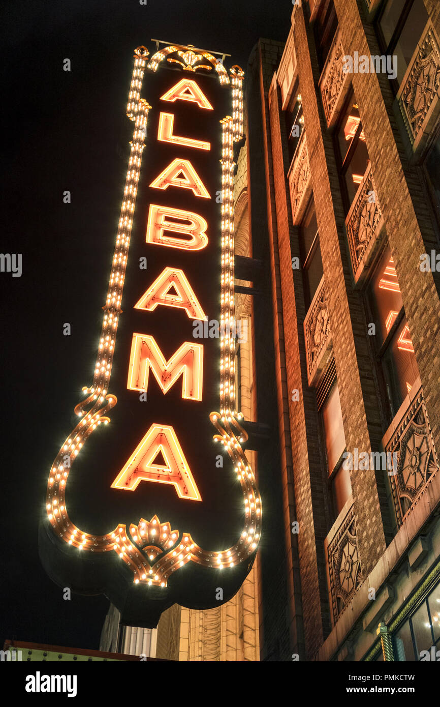 Teatro Alabama, nel centro di Birmingham Alabama sulla Terza Avenue nord. Foto Stock