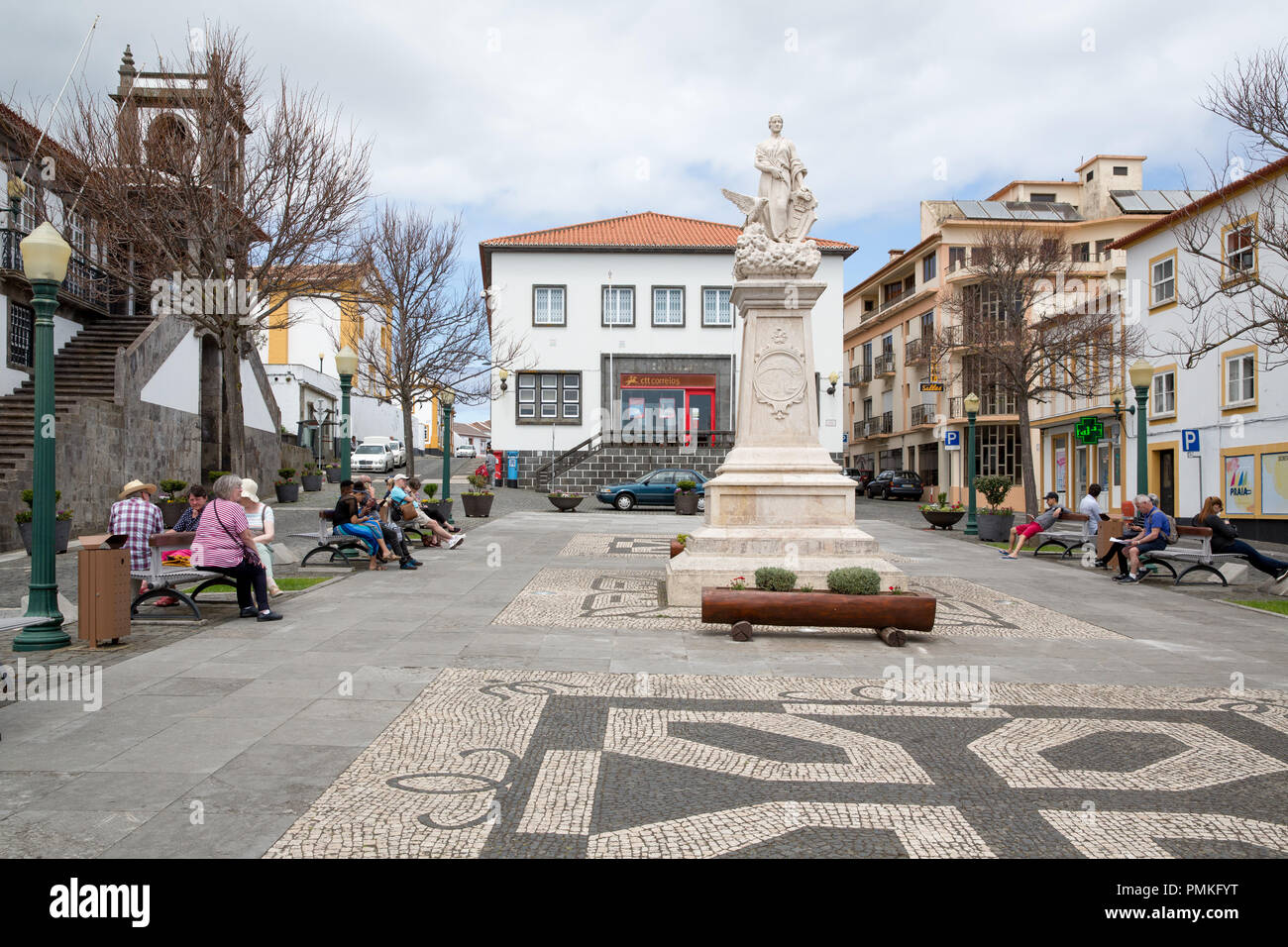 La piazza principale di Praia da Vitoria a Terceira, Azzorre Foto Stock