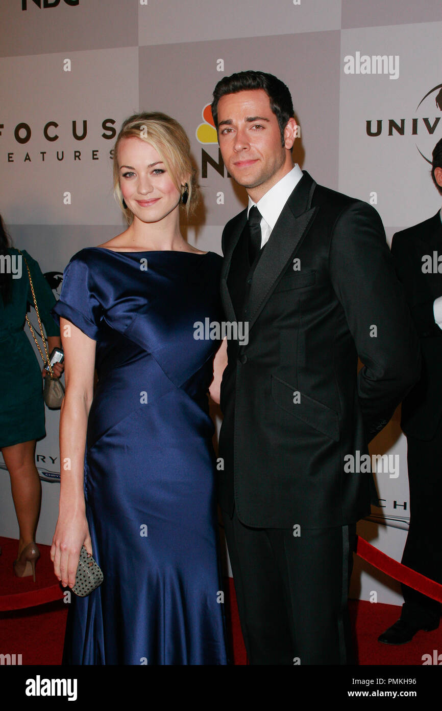 Yvonne Strahovski e Zachary Levi a NBC Universal's sessantottesima Annuale di Golden Globes After Party. Gli arrivi tenutosi presso il Beverly Hilton hotel di Beverly Hills, CA domenica 16 gennaio, 2011. Foto di Joe Martinez / PictureLux Foto Stock