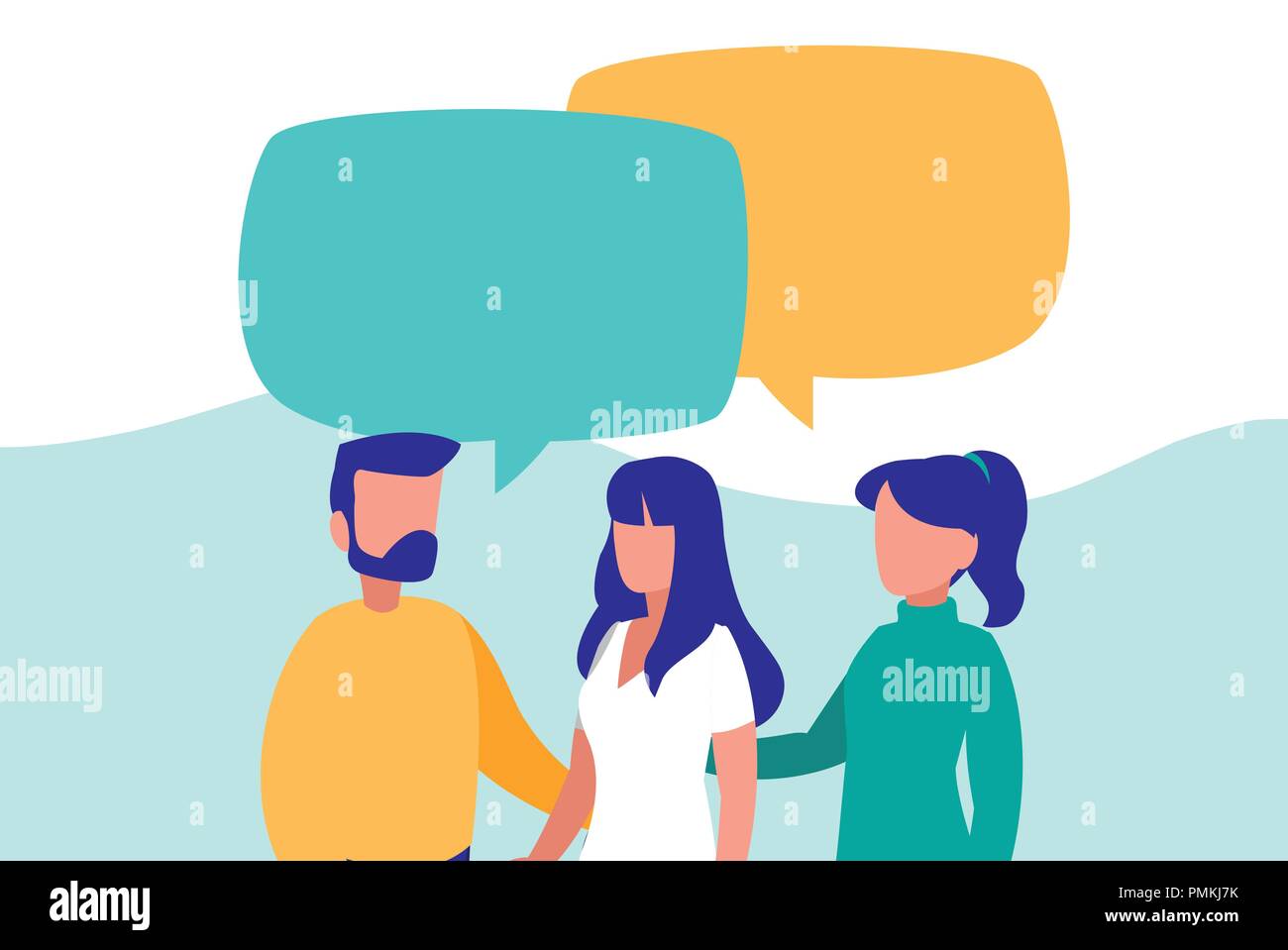 Gruppo di persone che parlano di caratteri illustrazione vettoriale design Illustrazione Vettoriale