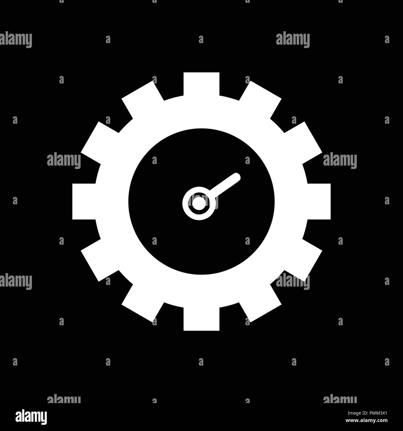 Ingranaggio orologio icona vettore - guarda il design piatto bianco Illustrazione Vettoriale