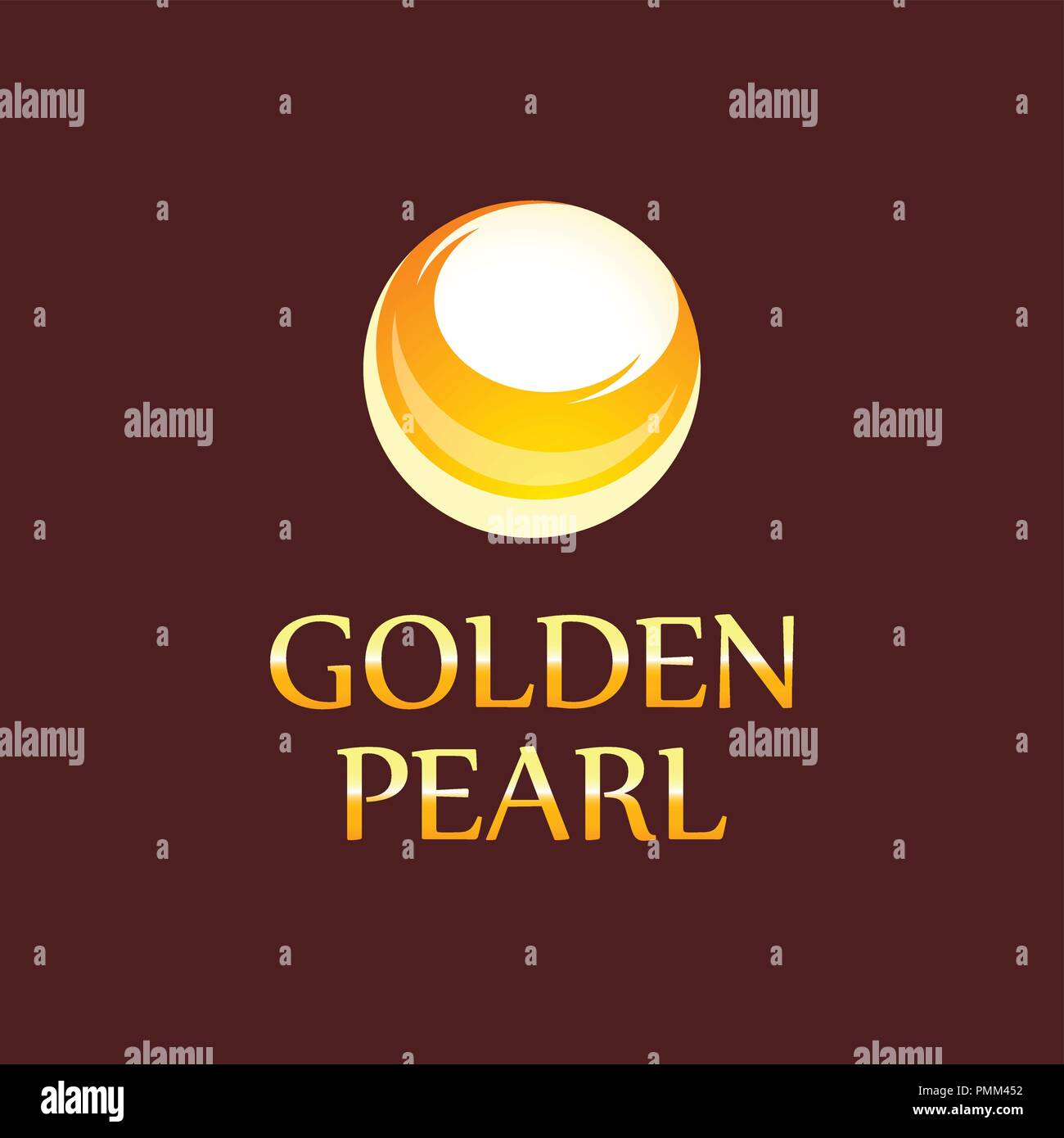 Golden Pearl - Logo per negozio Gioielli. Vettore elegante Stile simbolo per negozio Elite. Illustrazione Vettoriale