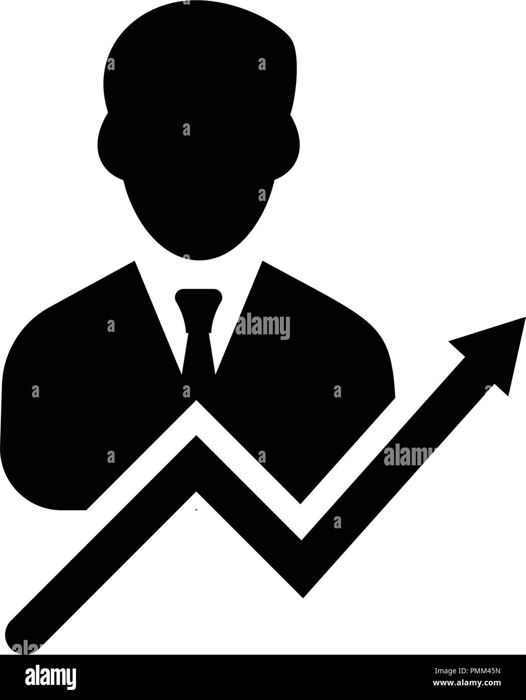 Freccia salendo - imprenditore con icona nera del vettore Illustrazione Vettoriale
