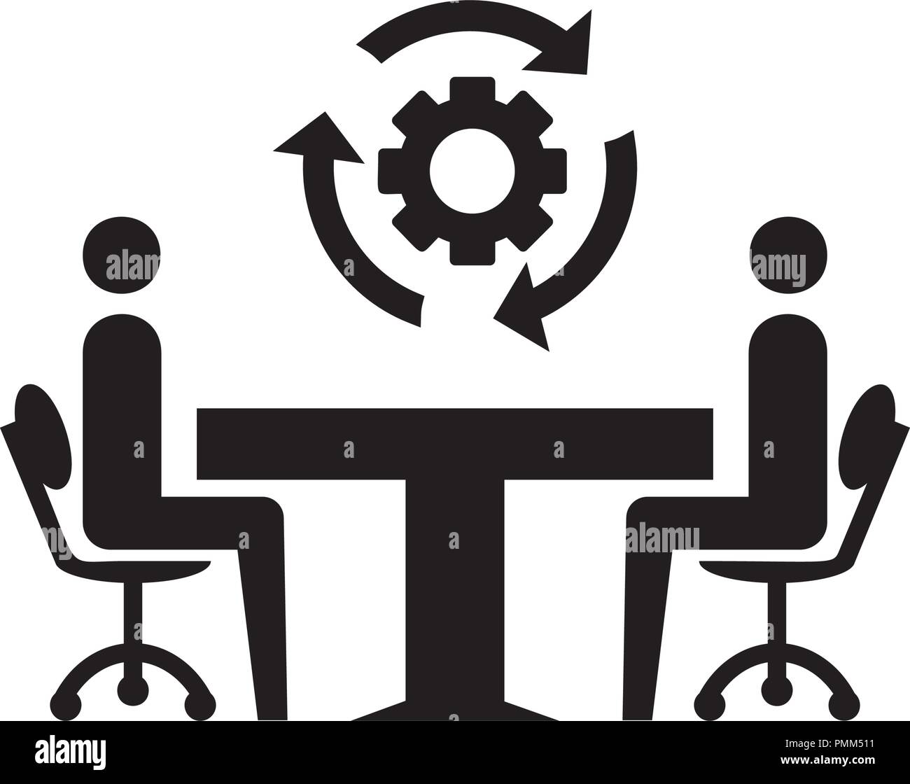 Business Consulting e impostazione icona glyph nero Illustrazione Vettoriale