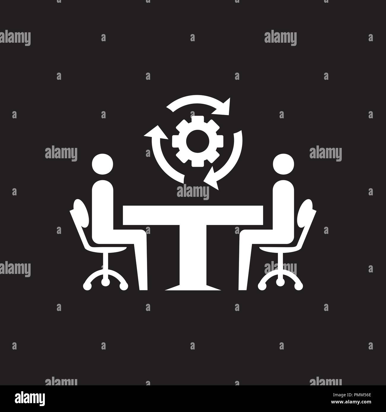 Business Consulting e impostazione icona glyph white Illustrazione Vettoriale