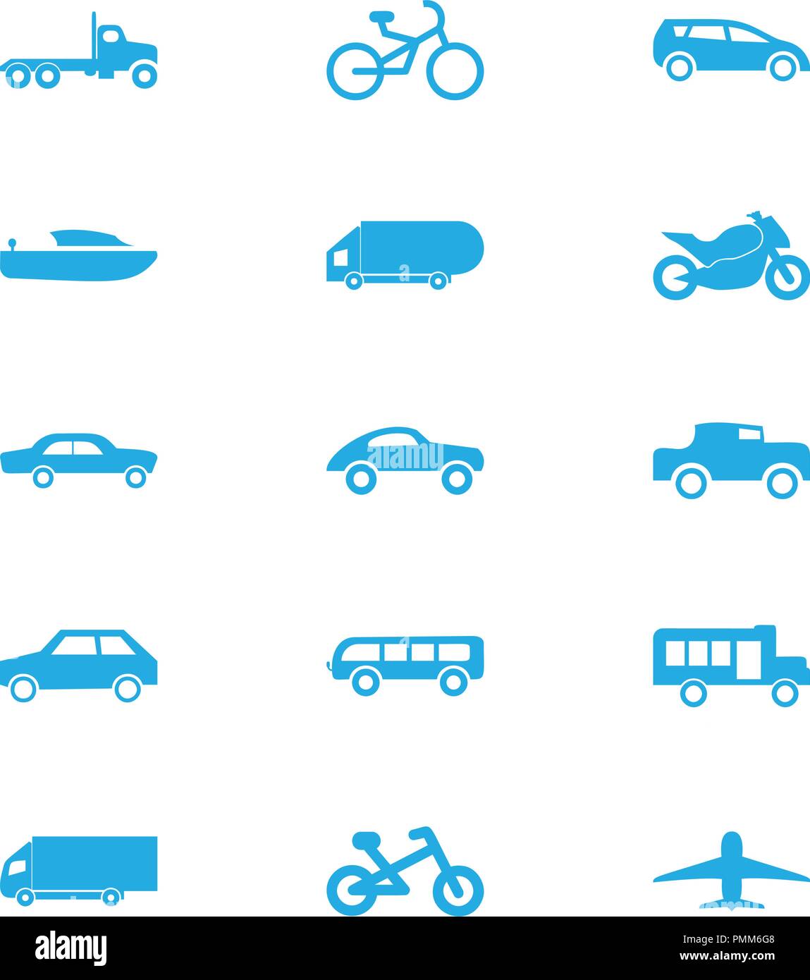 Icone di trasporto impostato 2 in blu Illustrazione Vettoriale