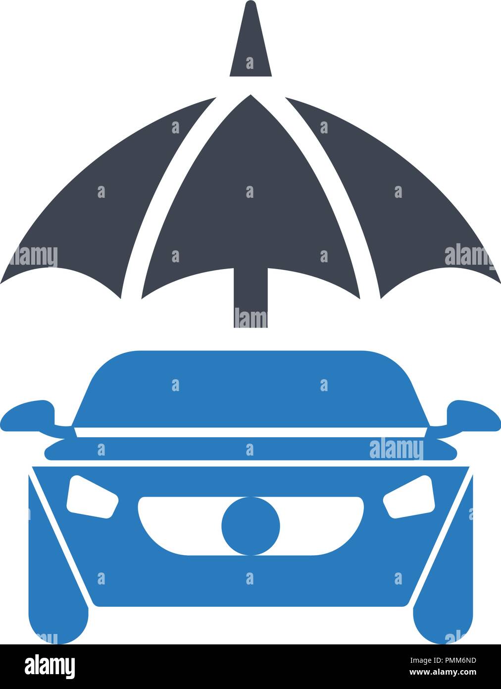 Protezione auto - assicurazione auto vettore icona - assicurazione trasporto glifo icona di stile blu Illustrazione Vettoriale