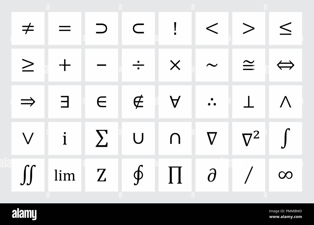 Illustrazione di un set di simboli matematici Illustrazione Vettoriale