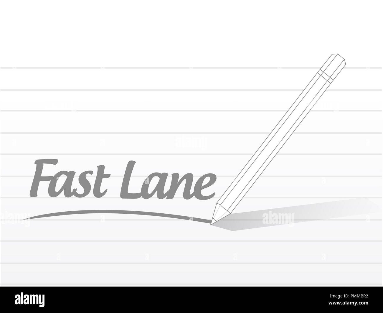 Fast Lane matita concetto messaggio illustrazione isolate su uno sfondo bianco Foto Stock