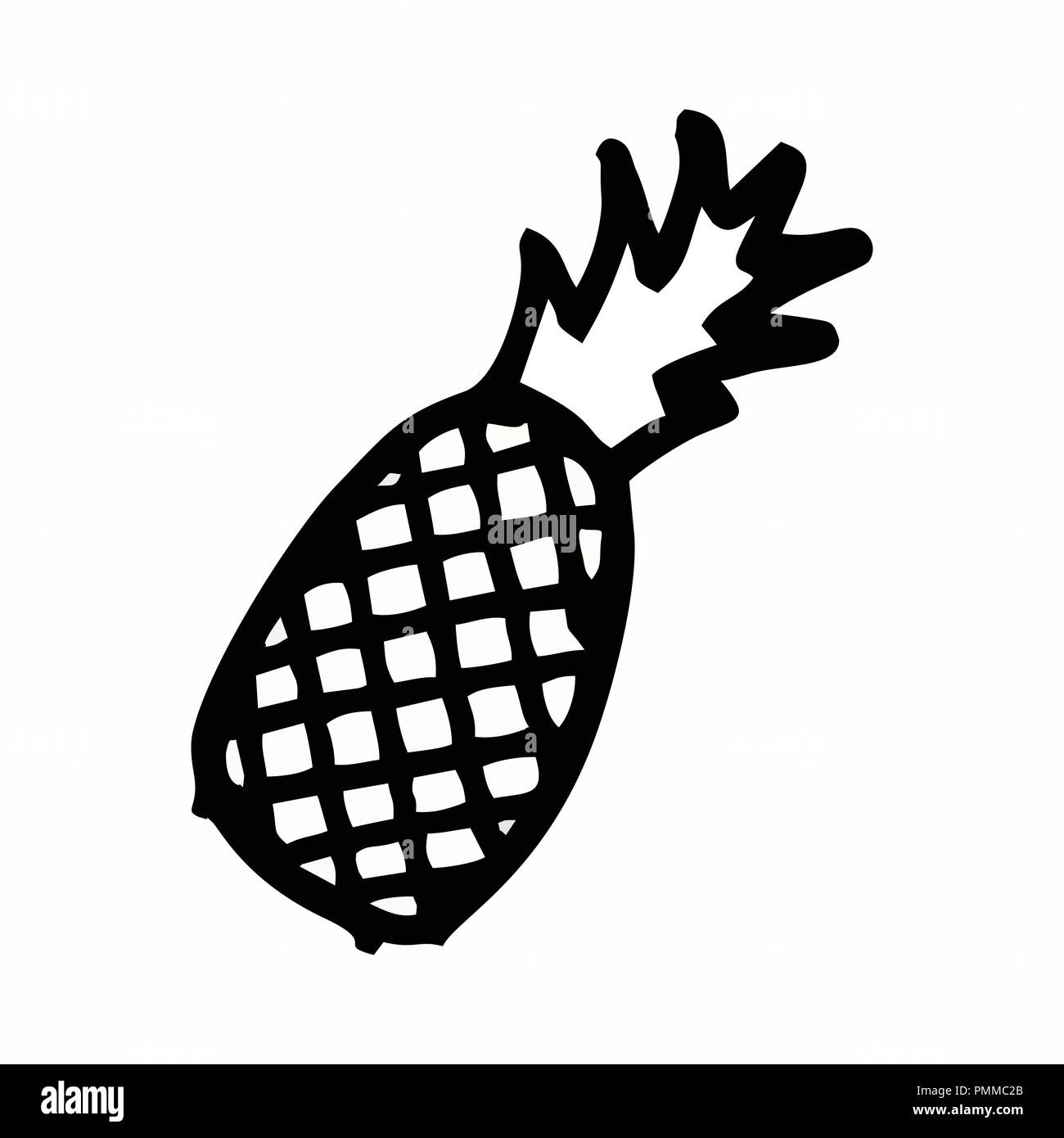 Freehand illustrazione di un ananas isolati su sfondo bianco Illustrazione Vettoriale