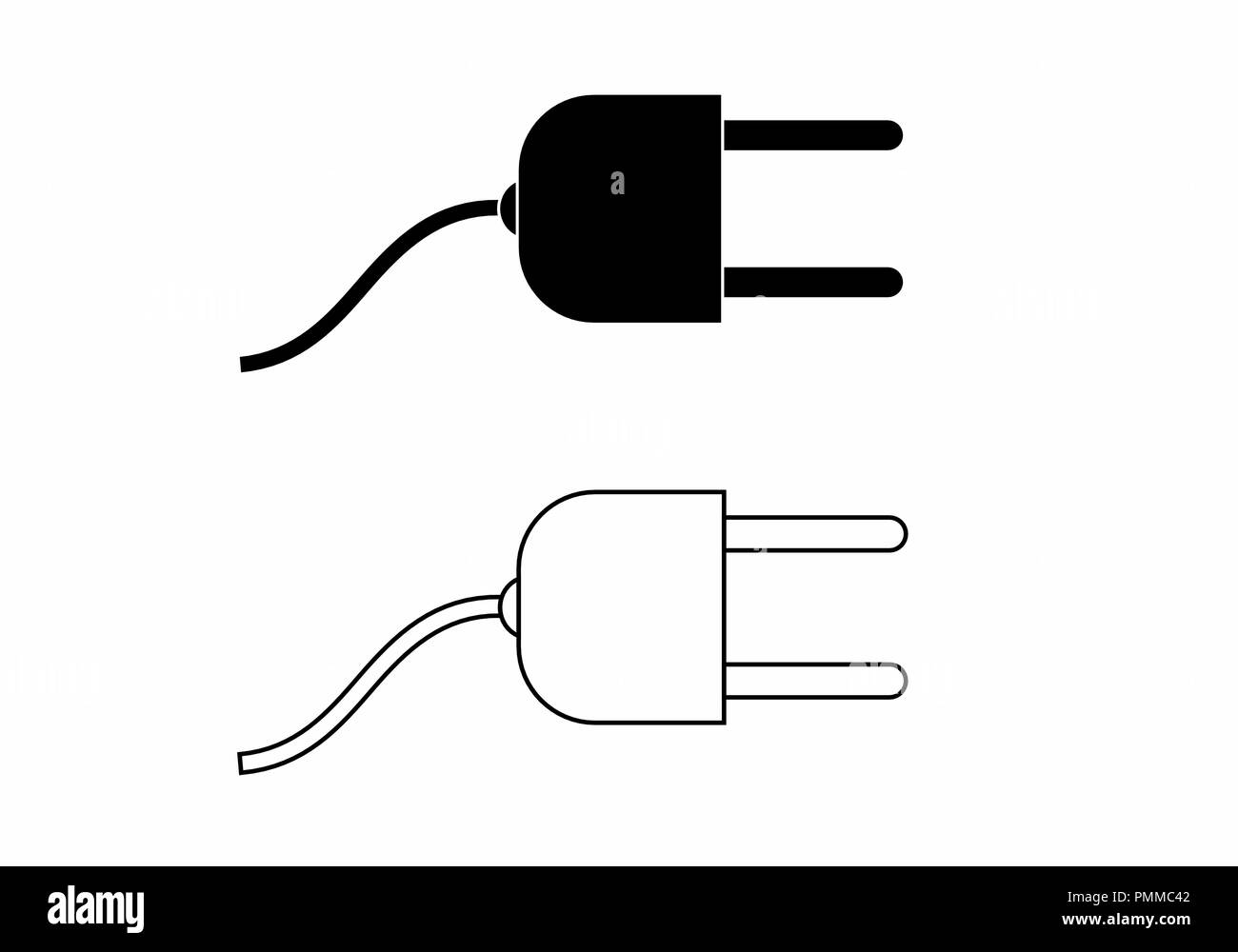 Illustrazione di due spine elettriche isolate su sfondo bianco Illustrazione Vettoriale