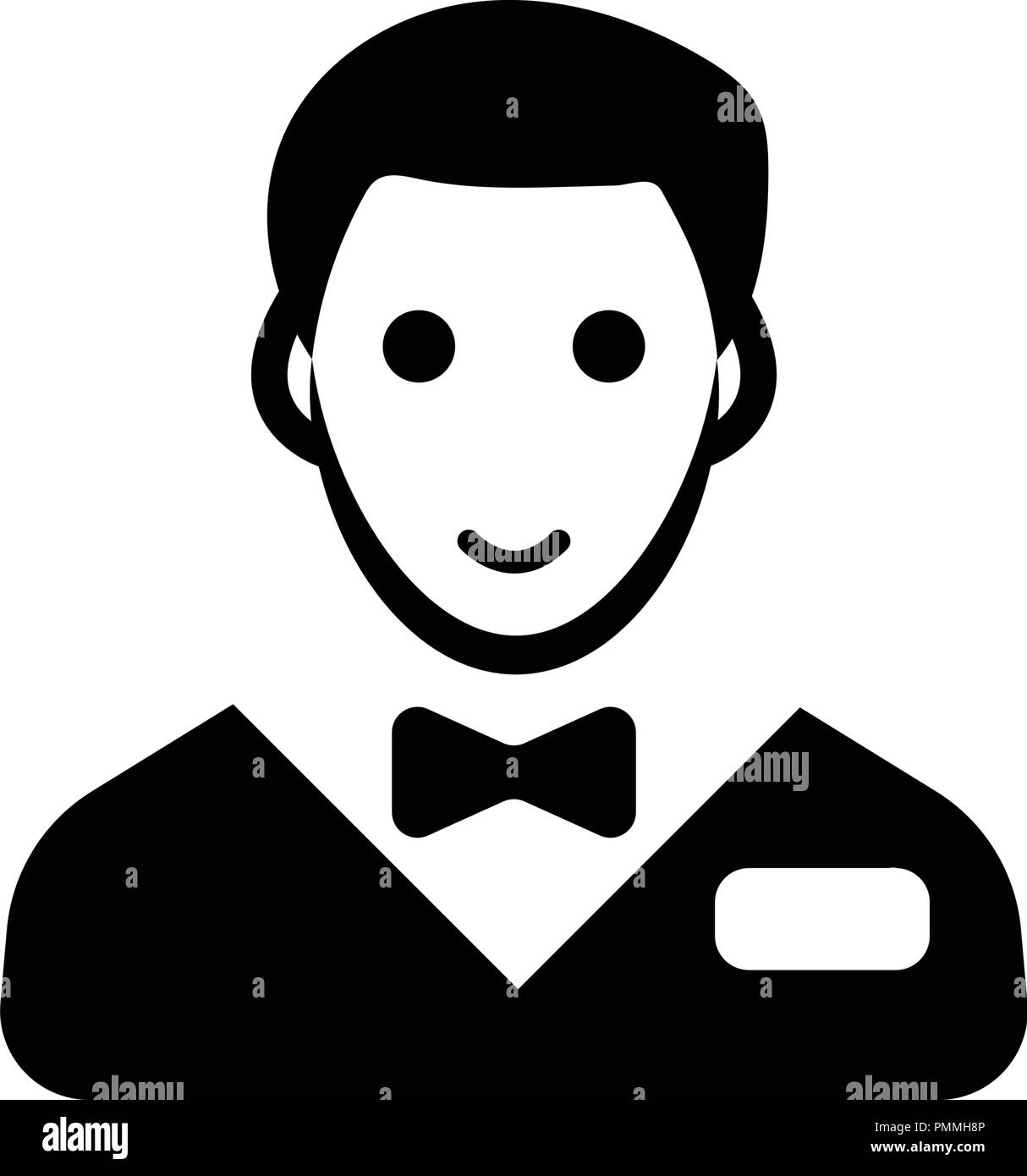 Cameriere glifo icona nera del vettore Illustrazione Vettoriale