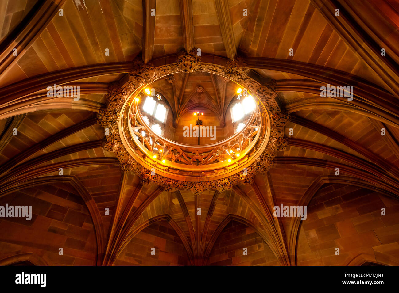 Manchester, Regno Unito - 18 Maggio 2018: John Rylands Library costruito nel 1988 da Enriqueta Rylands, sua moglie dopo Giovanni della morte, è aperto al pubblico nel 1900. Il Foto Stock
