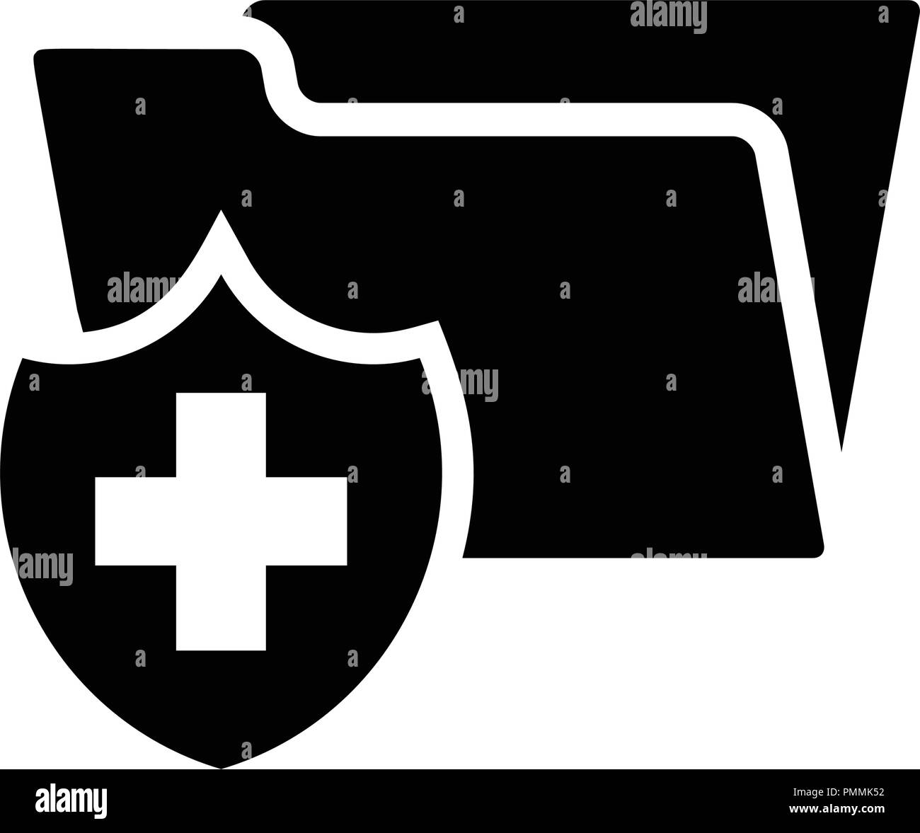 Medical health record cartella icona glyph per healthcare - icona vettore black Illustrazione Vettoriale