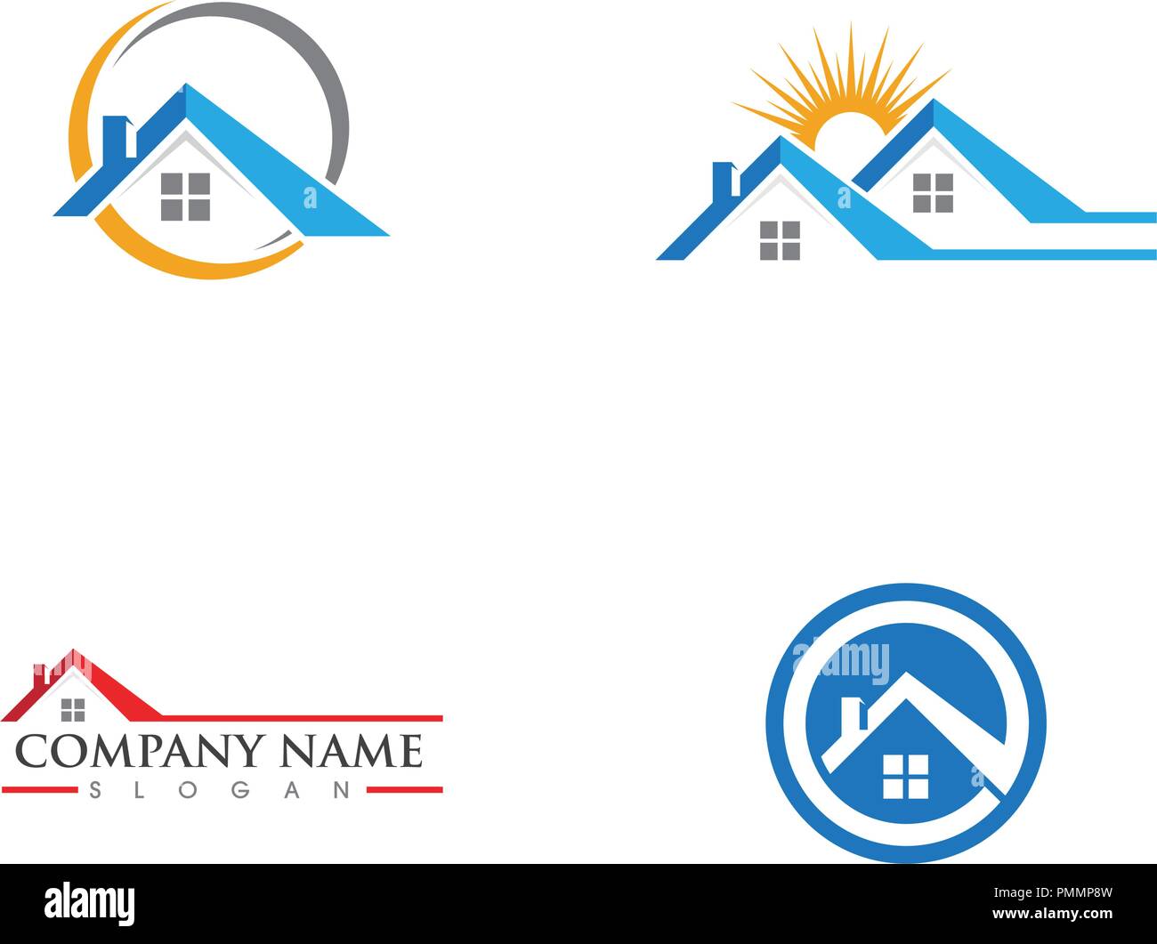 Immobiliare , proprietà e costruzione Logo design Illustrazione Vettoriale