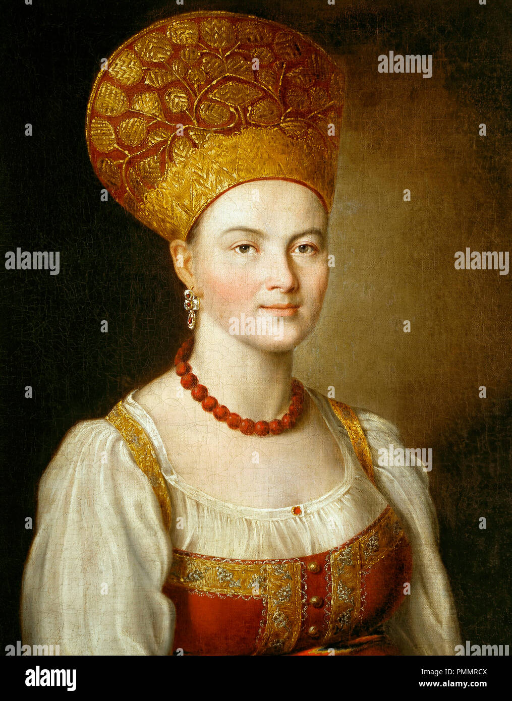 Ritratto di una donna sconosciuta in Costume russo - Ivan Argunov - 1784 Foto Stock