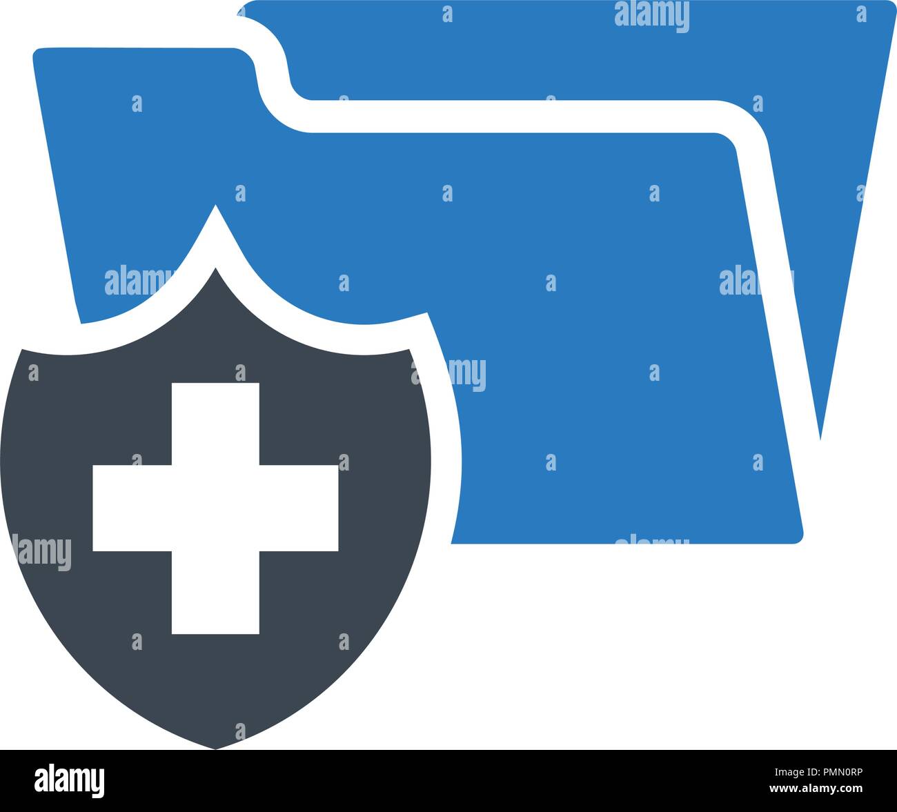 Medical health record cartella icona glyph per healthcare - icona vettore blu Illustrazione Vettoriale