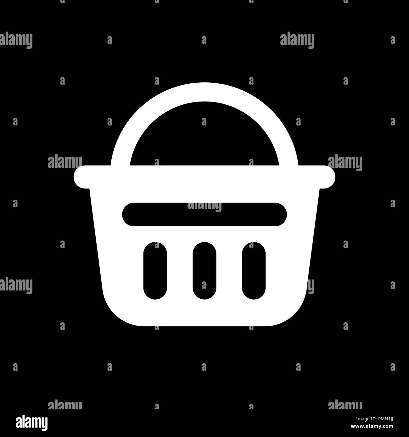 Shopping basket glifo icona bianco del vettore Illustrazione Vettoriale