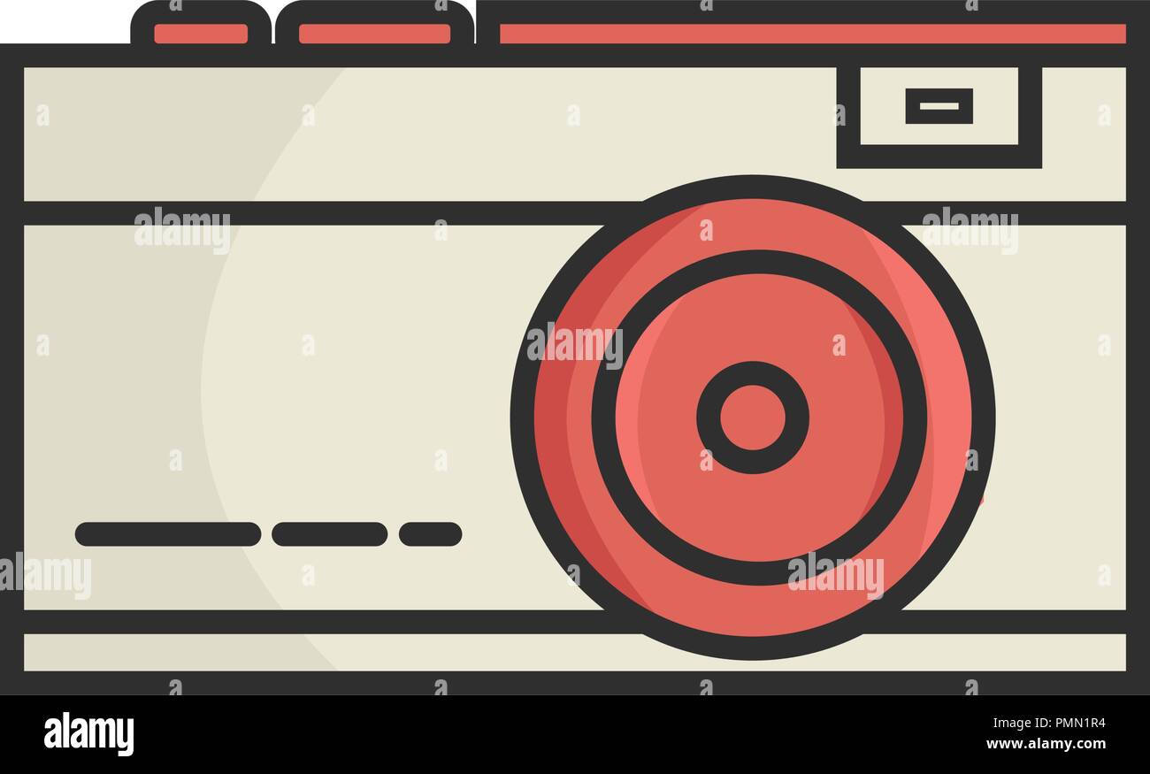 Fotocamera piatta colorata vettore icona - linea arte colore stile icona fotocamera Illustrazione Vettoriale