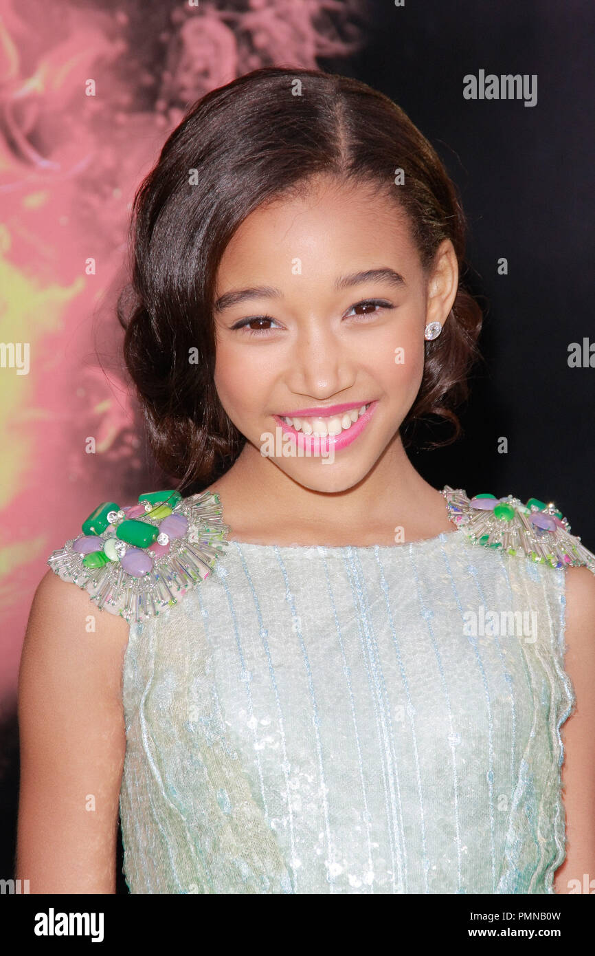 Amandla Stenberg alla premiere di Lionsgate 'i Giochi della fame". Gli arrivi presso Nokia Theater L.A. Vive a Los Angeles, CA, marzo, 12, 2012. Foto di Joe Martinez / PictureLux Foto Stock