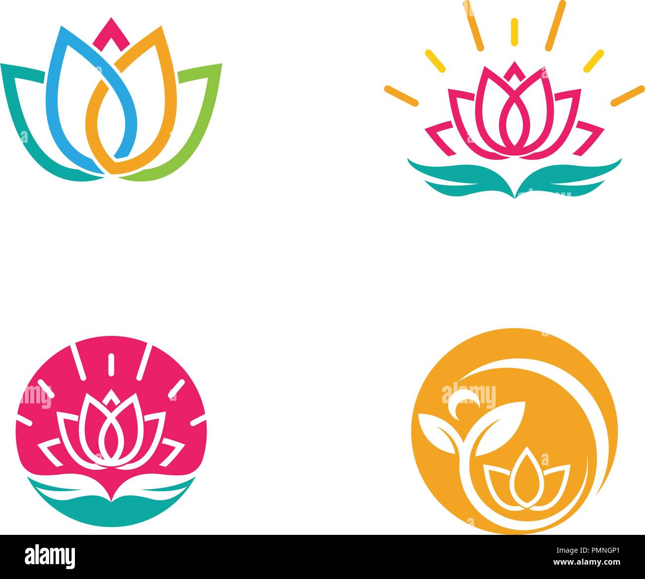 Vettore fiori di loto design logo icona del modello Illustrazione Vettoriale