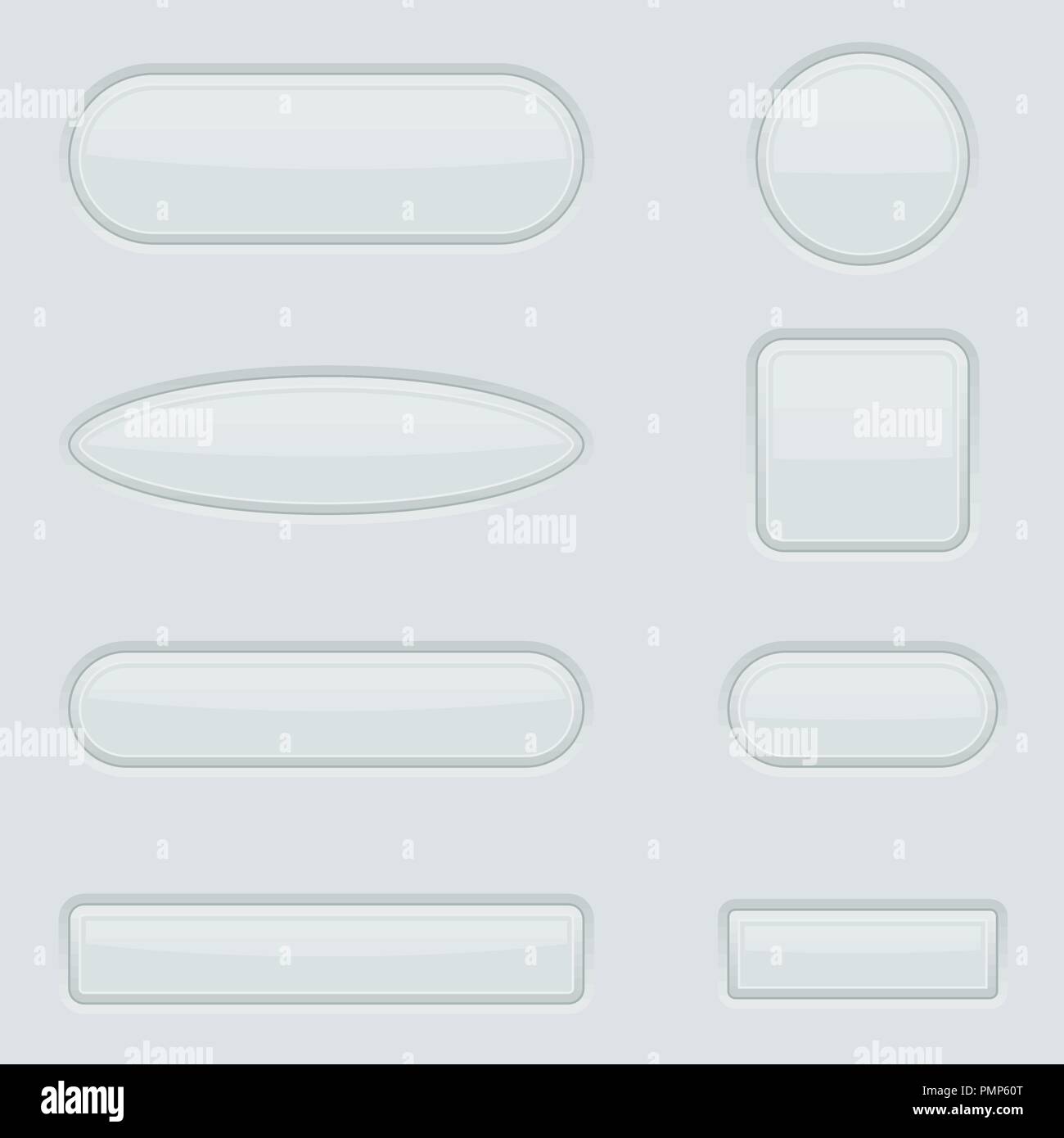 Pulsanti bianchi set. 3d elementi dell'interfaccia web Illustrazione Vettoriale