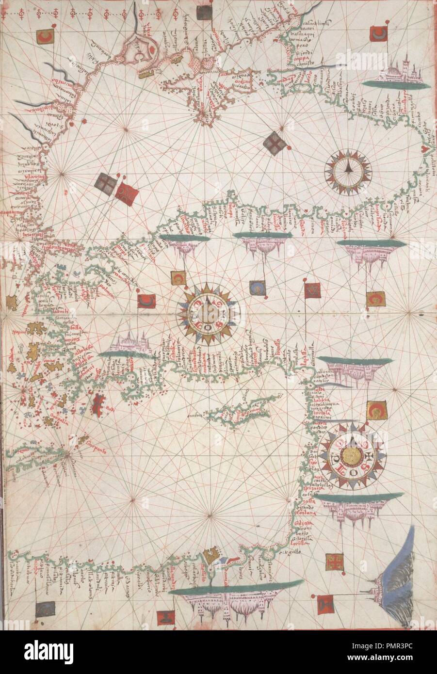 Mar Nero e Mediterraneo orientale. HM 33. Joan Martines, Portolan Atlas (Italia, ca. 1578).A. Foto Stock