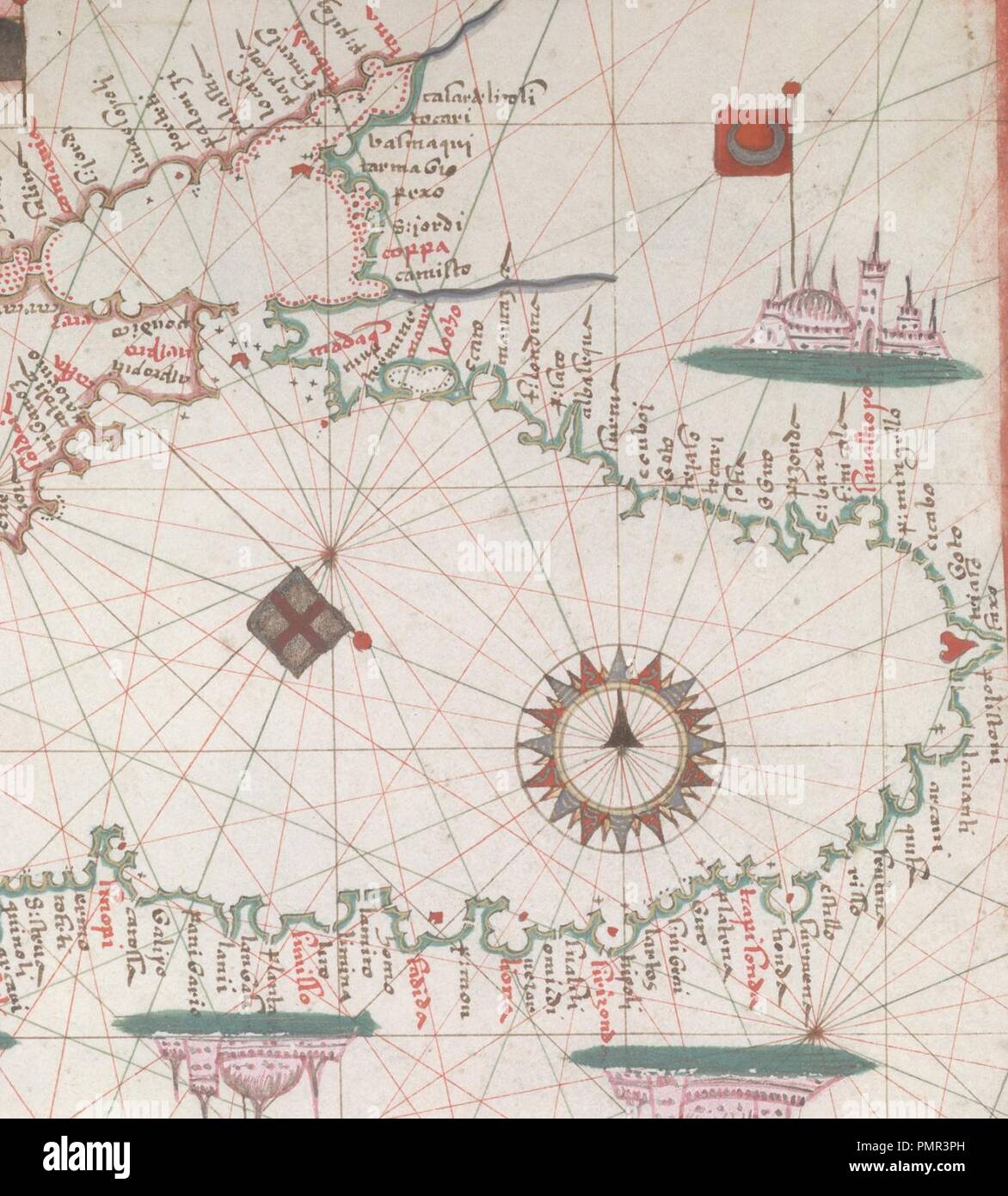 Mar Nero e Mediterraneo orientale. HM 33. Joan Martines, Portolan Atlas (Italia, ca. 1578).B. Foto Stock