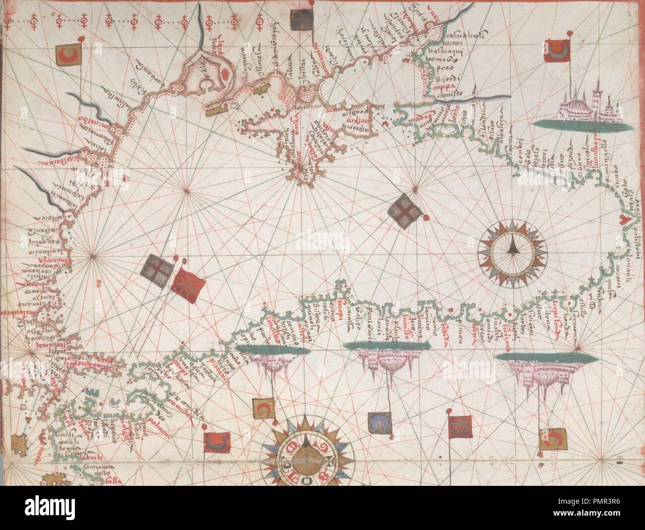 Mar Nero e Mediterraneo orientale. HM 33. Joan Martines, Portolan Atlas (Italia, ca. 1578).K. Foto Stock