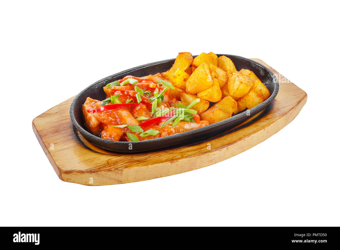 Patate Con Carne Carne Di Maiale E Di Pollo Il Peperone E La Cipolla Verde Con
