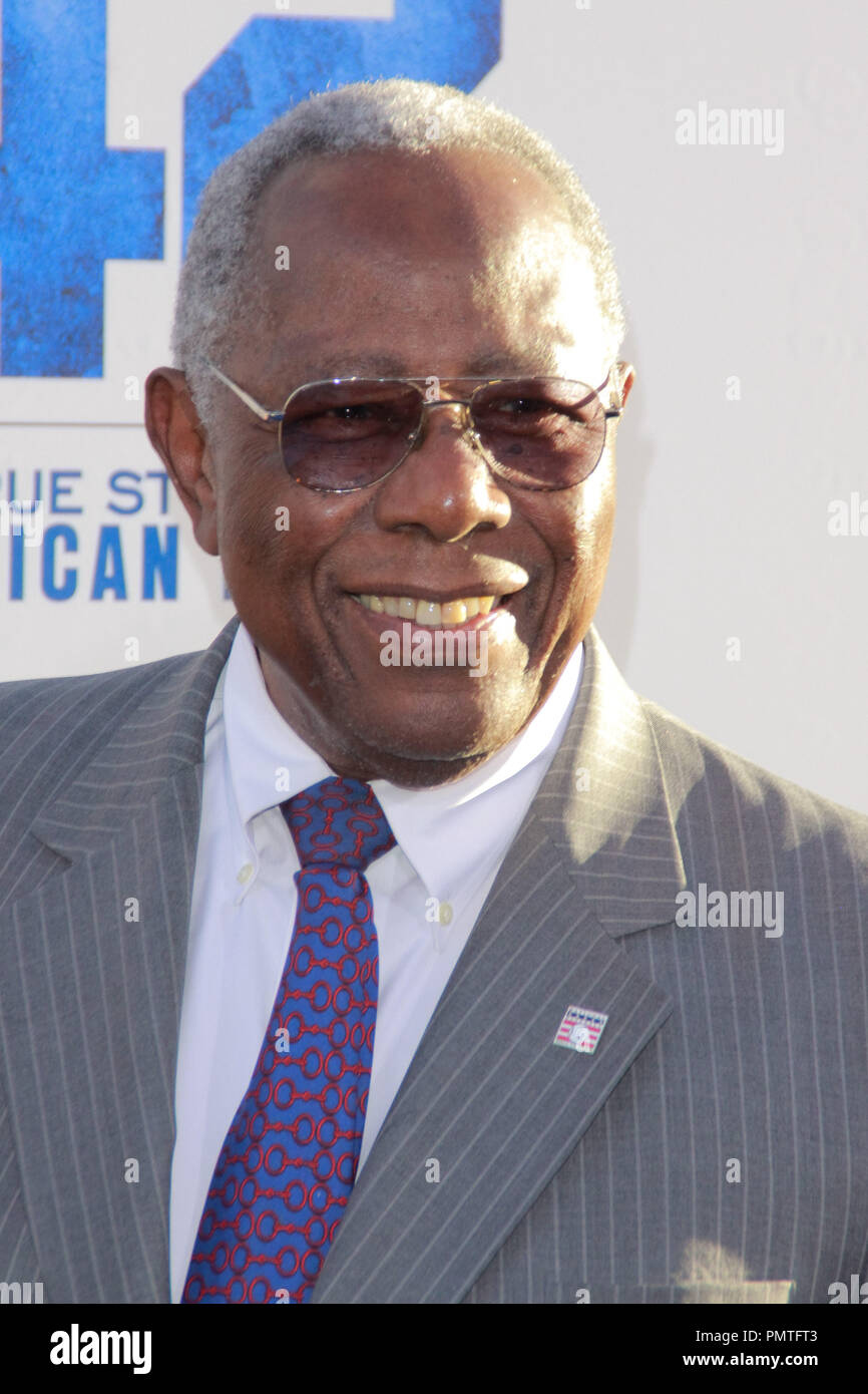 Il baseball grande, Henry Louis "" di Hank Aaron alla premiere di Warner Bros Foto' '42'. Gli arrivi presso la TCL Teatro Cinese a Hollywood, CA, Aprile 9, 2013. Foto di Joe Martinez / PictureLux Foto Stock