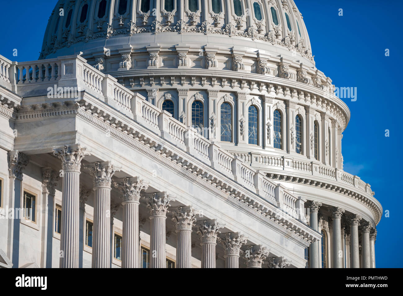 Scenic vista in dettaglio del Capitol Building cupola in Washington, DC, Stati Uniti d'America Foto Stock