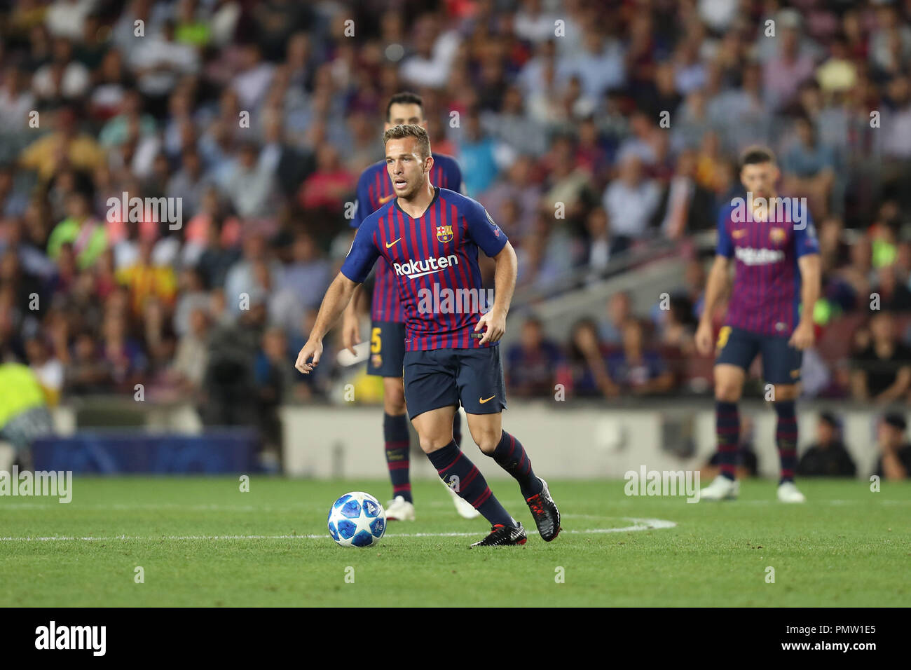 Barcellona, in Catalogna, Spagna. Xviii Sep, 2018. Arthur del FC Barcelona durante la UEFA Champions League, gruppo B partita di calcio tra FC Barcelona e PSV Eindhoven il 18 settembre 2018 presso il Camp Nou stadium di Barcellona, Spagna Credito: Manuel Blondau/ZUMA filo/Alamy Live News Foto Stock